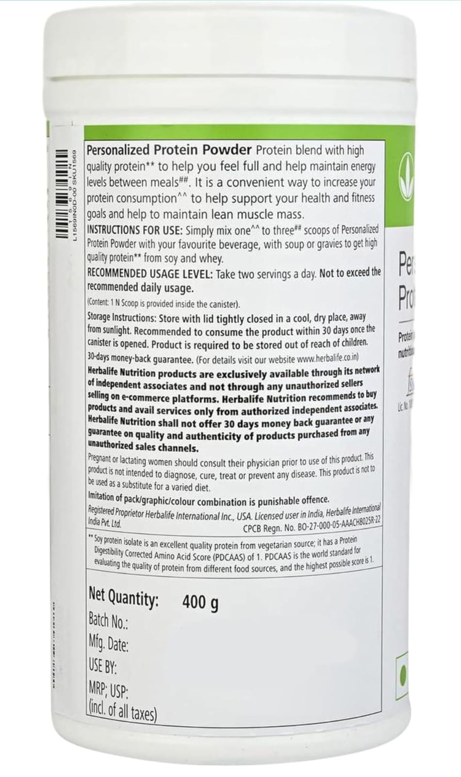 Herbalife Nutrition Personalized Protein Powder – 400g | Soy and Whey Protein Isolate