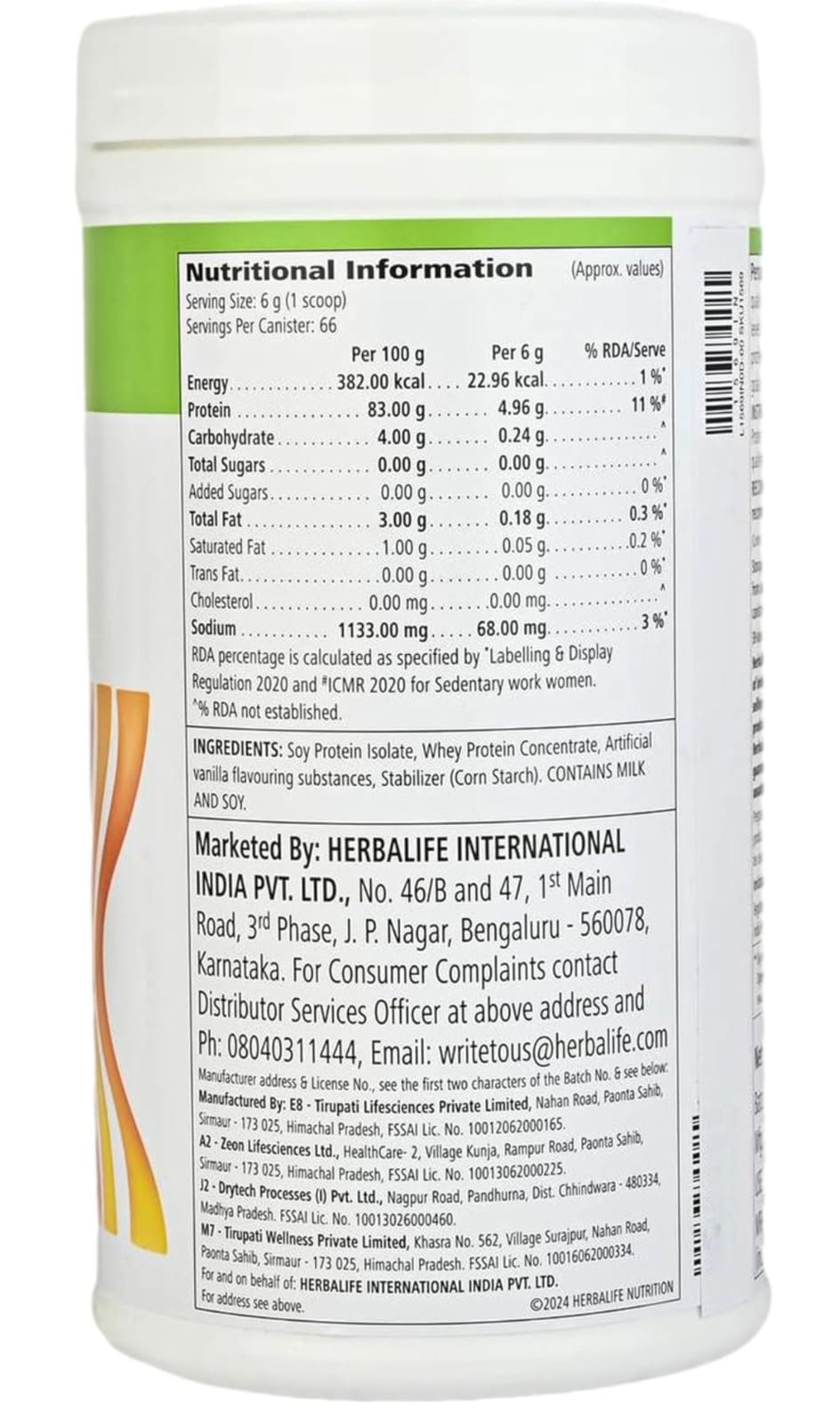 Herbalife Nutrition Personalized Protein Powder – 400g | Soy and Whey Protein Isolate
