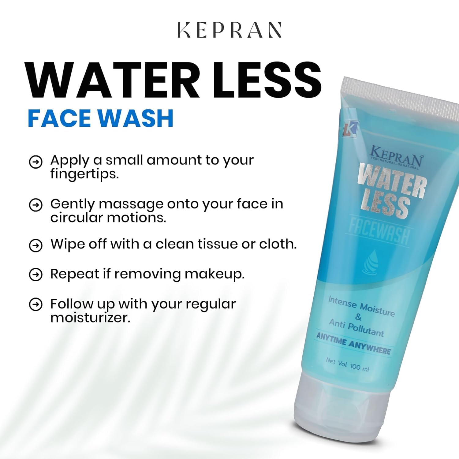 Water Less Facewash, Intense Moisture and Anti Pollutant, 100 ml