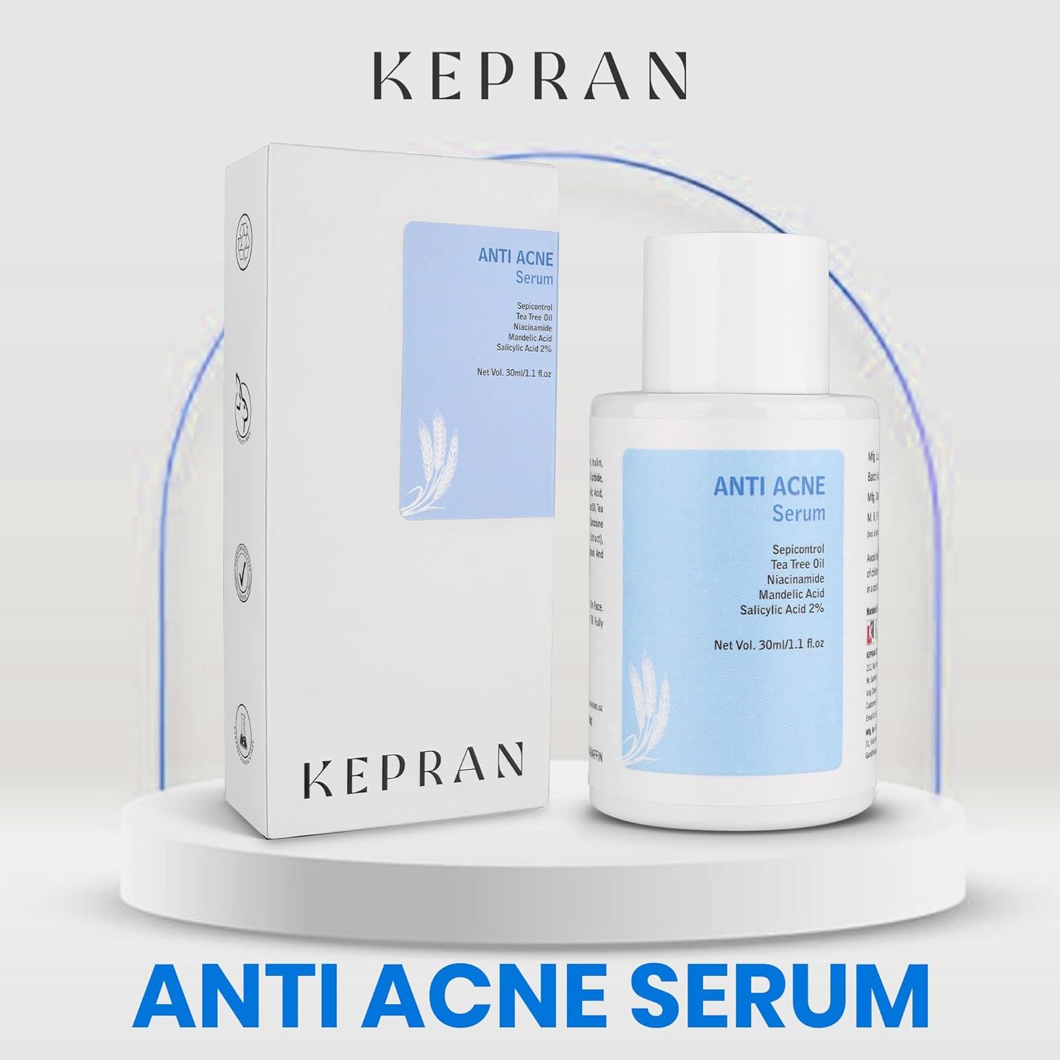 Anti Acne Serum with Tea Tree Oil, Niacinamide, Mandelic Acid, Salicylic Acid 2%, 30ml