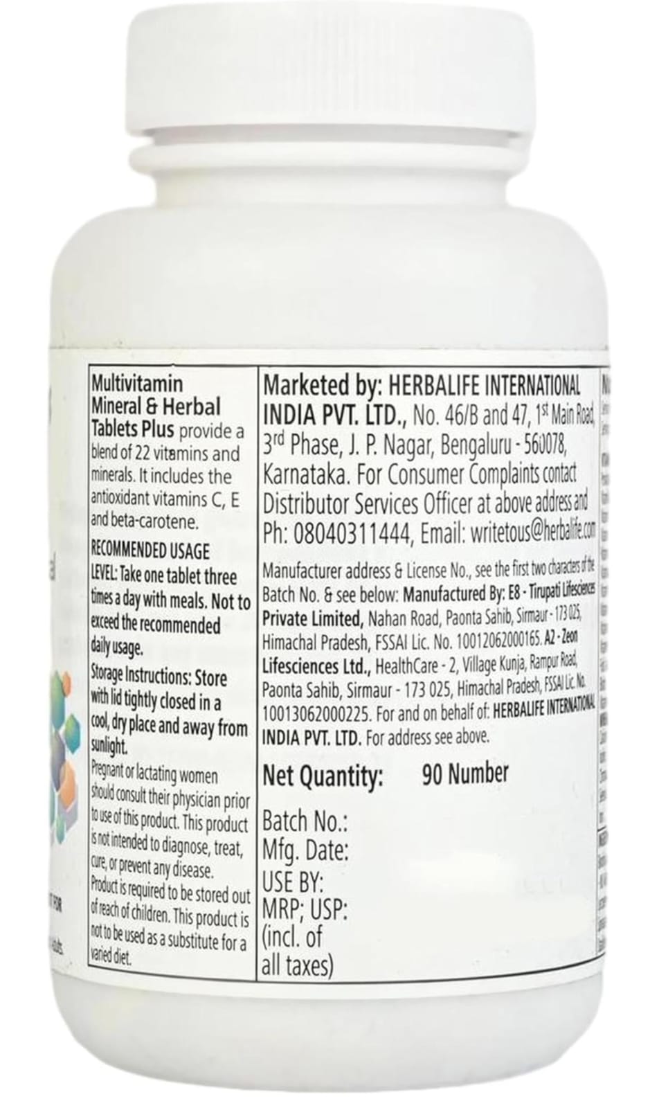 Herbalife Nutrition Formula 2 Multivitamin Mineral And Herbal Tablets - 1 count, 90 capsules